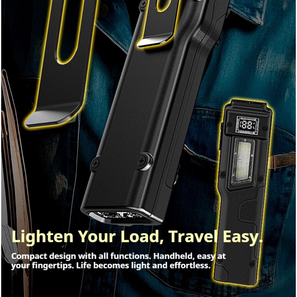 Новый портативный фонарик Ультратонкий перезаряжаемый светодиодный фонарик Портативный рабочий свет, Морозостойкий, Кемпинг, Патруль, Индикация заряда батареи