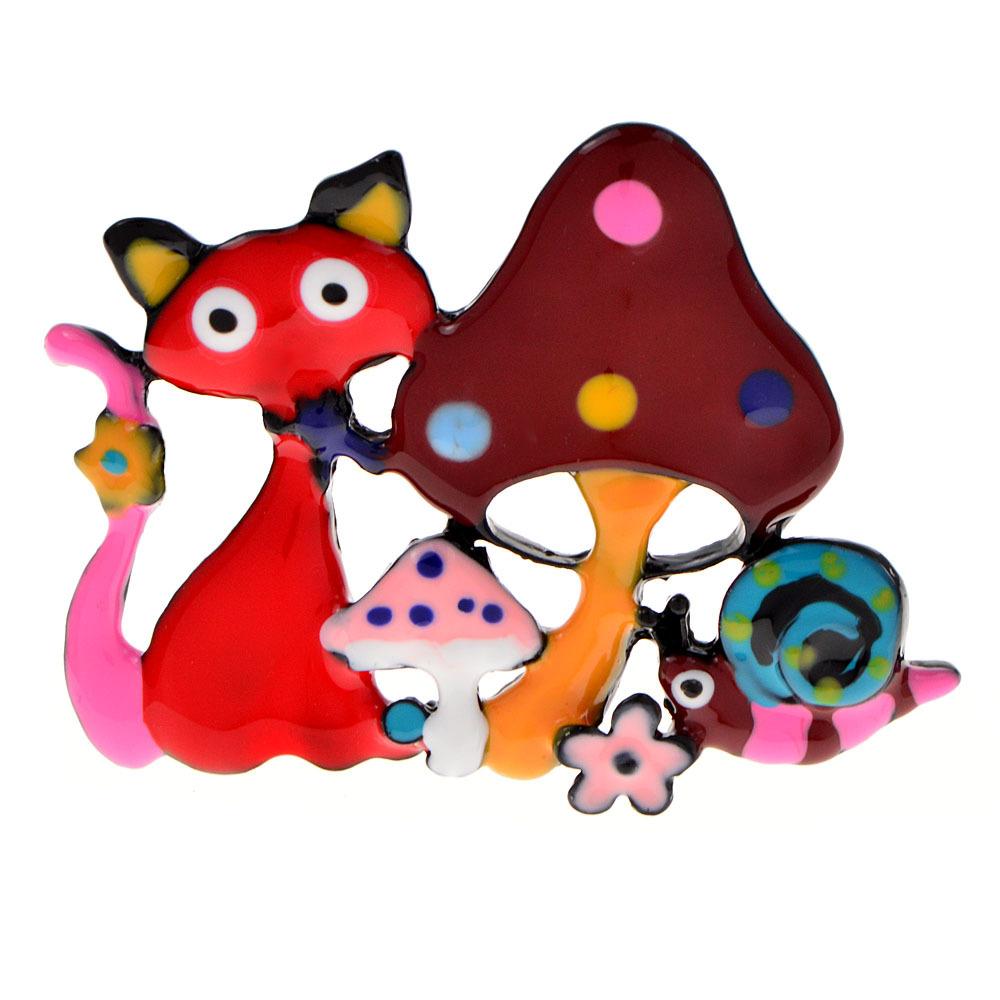 Blucome Enamel Pins Cartoon Cute Cat Brooch for Woman Man Coat Suit Buckle Pins