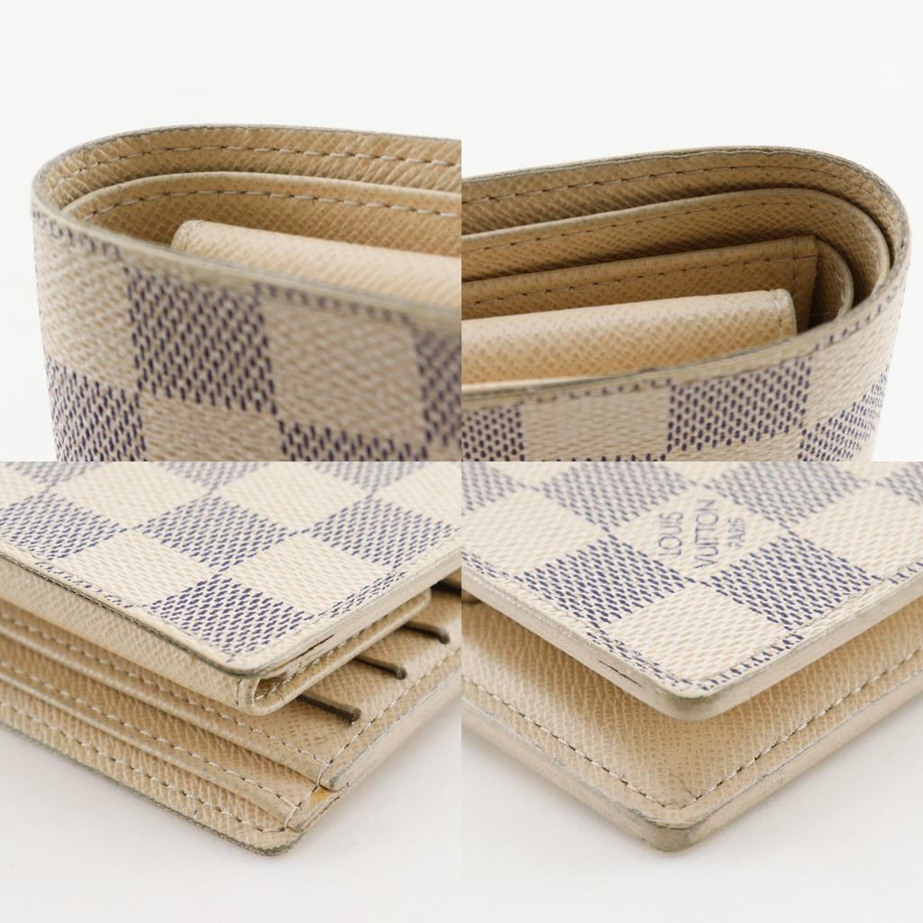 Louis Vuitton Кошелек Marco Bi-Fold N60018 Белый холст Damier Azur унисекс Б/у