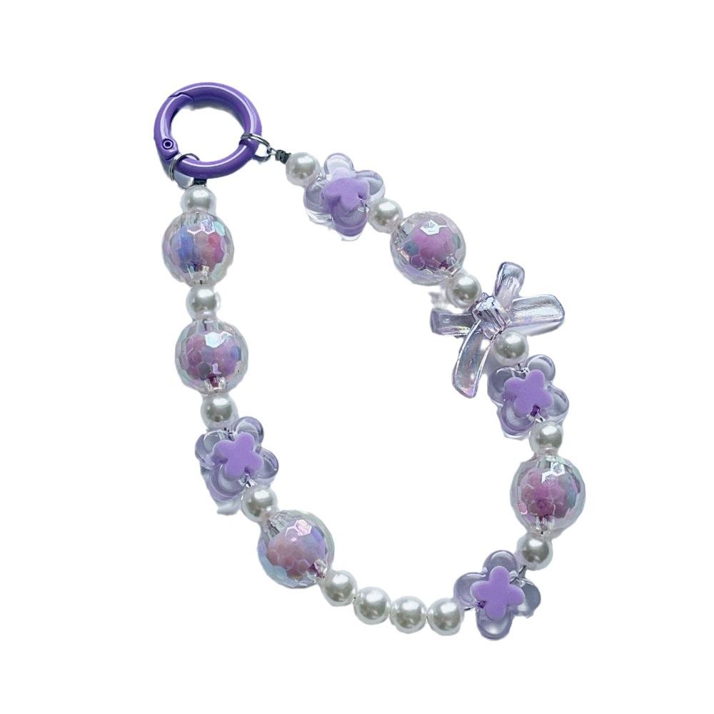 Beaded Beaded Phone Strap Wrist Strap Mobile Phone Lanyard Lovely Bow Phone Chain  Jewelry Gift