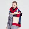 Autumn and Winter Splicing Two-color Thickened Korean Version of Warm Wool Scarf, Large Shawl, Women's