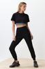Women's Sweatpants Fashion New Season Black Diver Scuba Fabric Comfortable Cut Knitted Sports Sweatpants