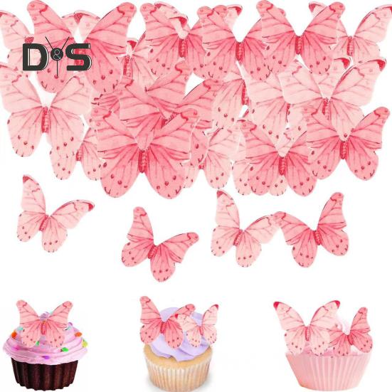 40/48 шт. украшения для торта вафельные бумажные цветы украшения для торта съедобные бабочки цветы украшения для кексов аксессуары для вечеринки по случаю дня рождения
