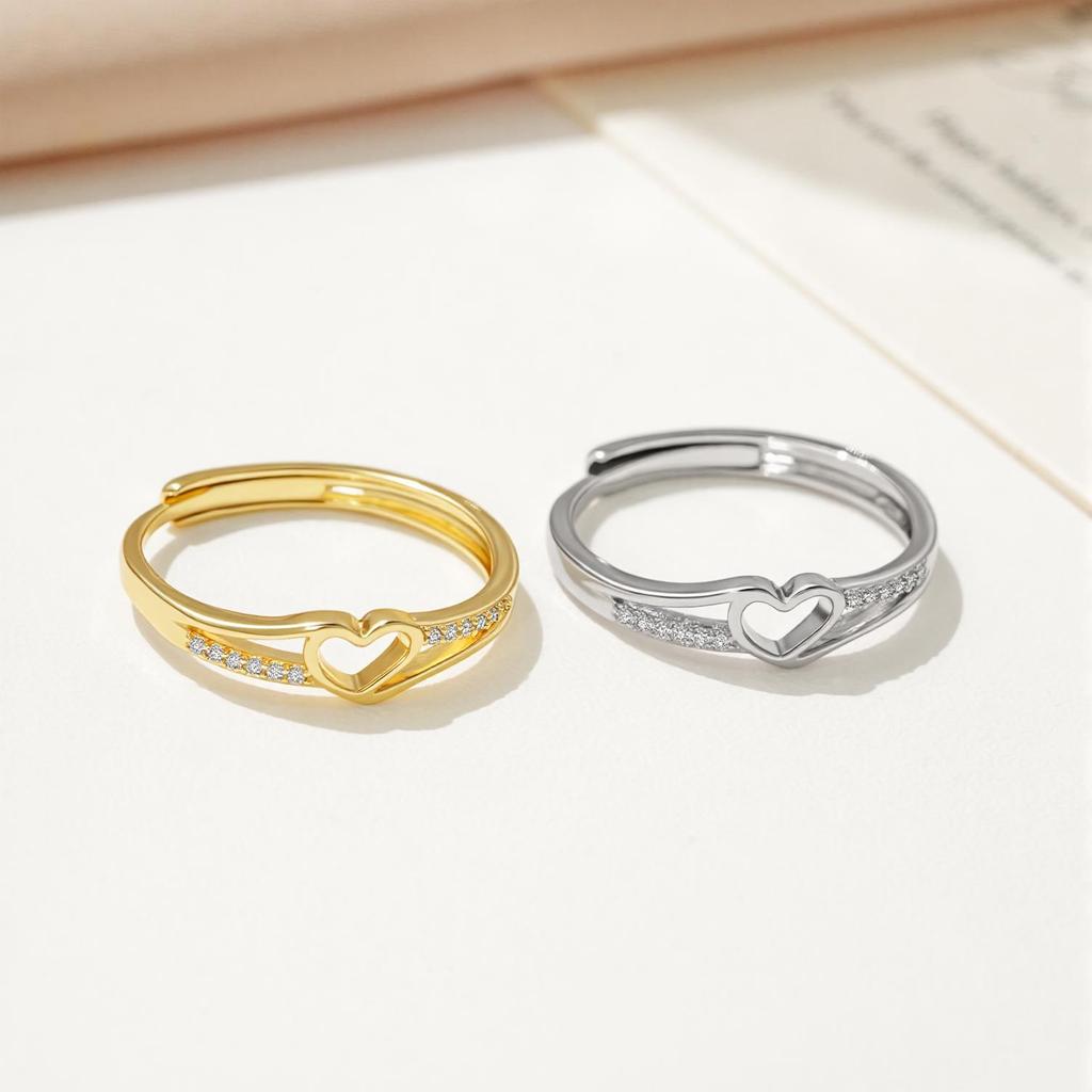 European Fashion Rhinestone Heart Ring for Women - Trendy Luxury Design with Zircon