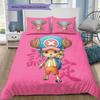 One Piece Tony Tony Chopper Pattern Bedding Quilt Set Quilt Cover Pillowcase Home Birthday Gift(1 * duvet cover + 2 * pillowcase, without core)
