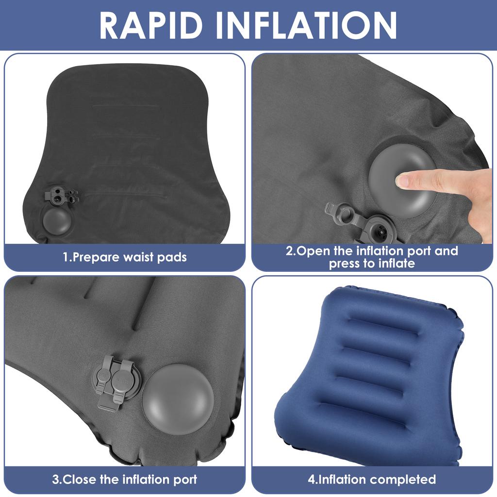 Inflatable Lumbar Support Pillow Ergonomic Portable Back Support Pillow Comfortable Office Chair Cushion for Home Car Traveling