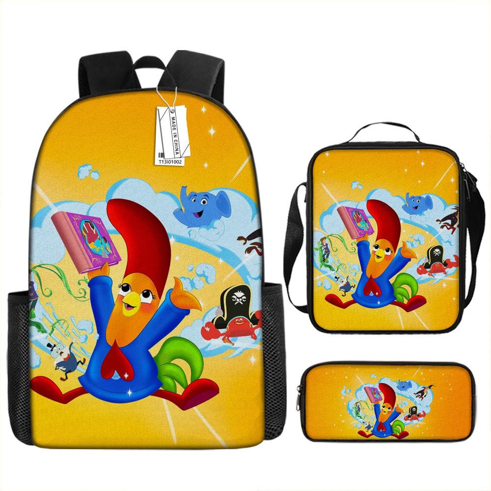 Interrupting Anime Backpack Set for School Students - 3-Piece Bundle with Shoulder Bag & Pencil Case, Waterproof, Durable, Lightweight, Large Capacity