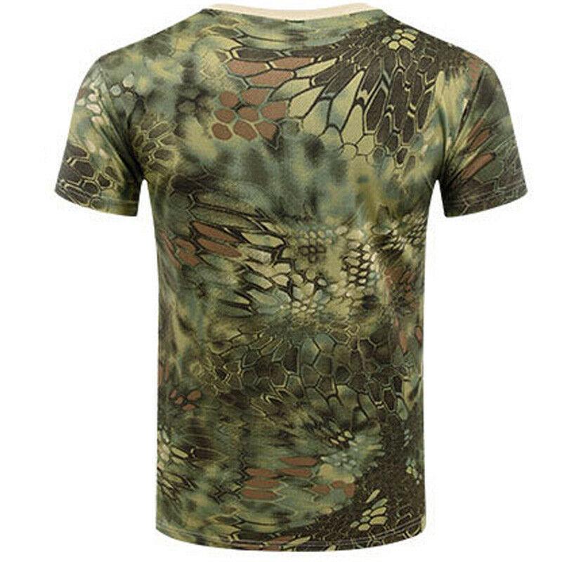 Mens Military Tactical Camouflage Camo T-Shirt Army Combat Summer Muscle Tee Top
