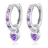 "Silver Thunder" Earrings Ladies Popularity High Quality Zirconia February Birthstone Amethyst Hoop Earrings Sway Compatible with Metal Allergies