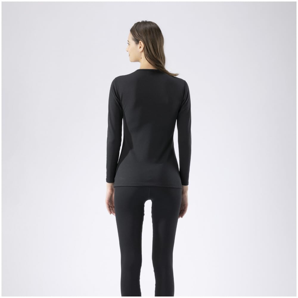 Mizuno Breath Thermo Средней толщины для футболки с длинным рукавом и круглым вырезом, размер M, нижнее белье, теплогенерирующее термобелье, активное, футболка, женское, черное,