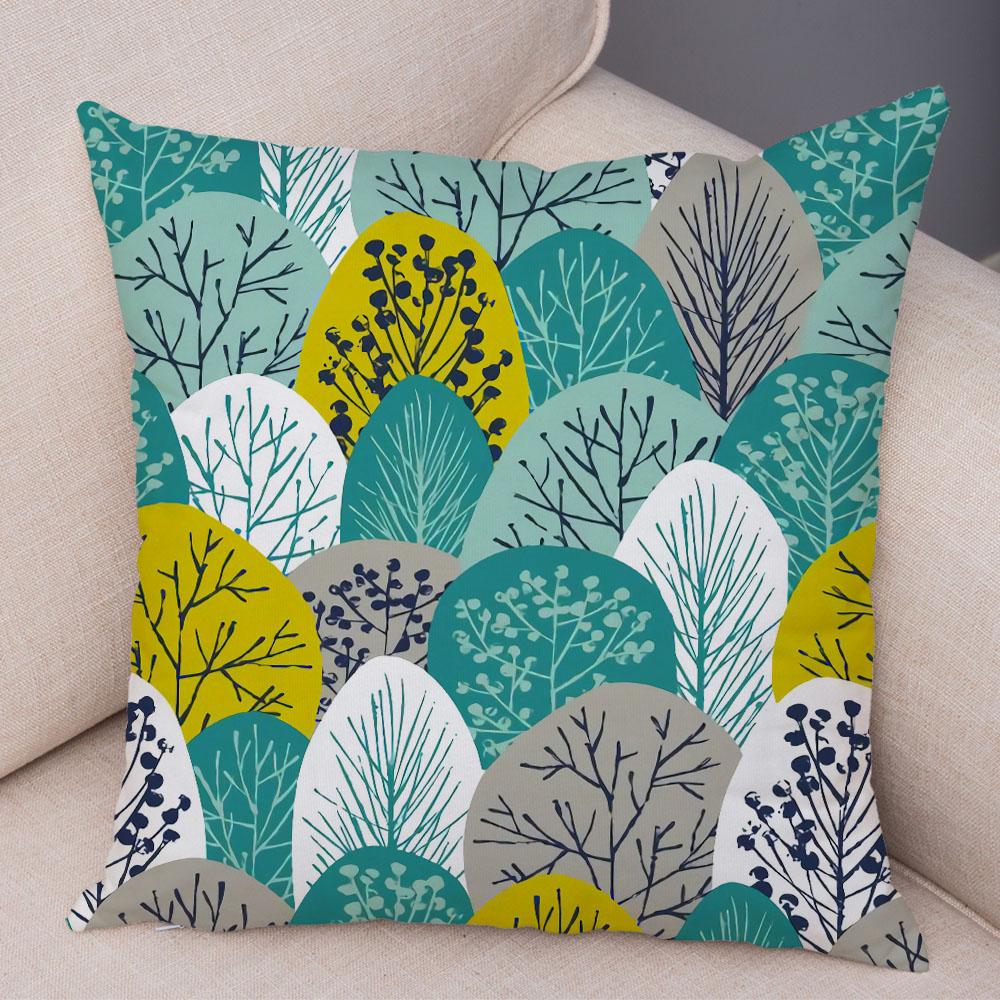 Абстрактное искусство, декоративная наволочка с геометрическим растением, деревом, цветком, диван, домашняя автомобильная наволочка