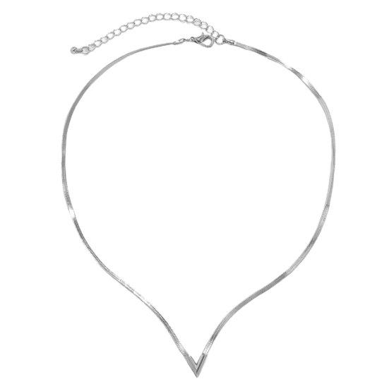Adjustable Extended Chain Oblate Men Necklace V-shaped Charm Choker Necklace Jewelry Accessories