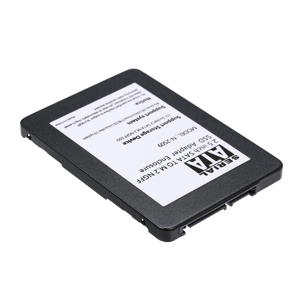 Черный металлический корпус SSD M.2 NGFF SSD на 22-контактную карту адаптера SATA 2.5 ii 2280, высота 7 мм