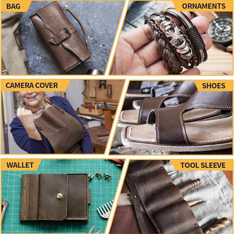 Coffee-brown stiff 2mm genuine oil-waxed crazy horse leather, full-grain cowhide for crafting vintage-style backpacks, wallets,