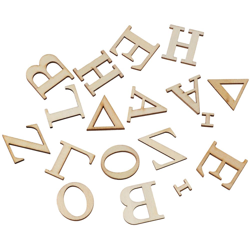 Wooden Greek Alphabet Log Color Blank Letters Art Deco Wooden Decoration Crafts