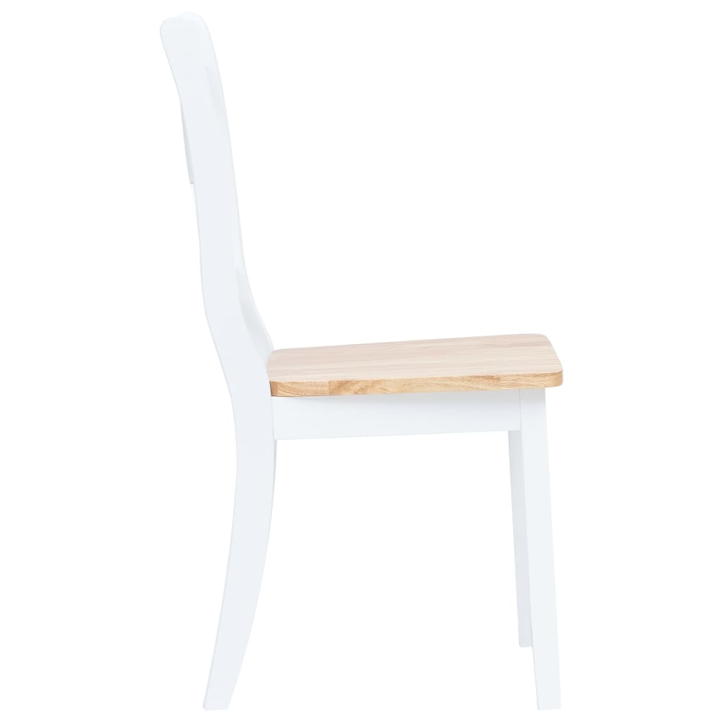 Dining Room Chairs 2 pcs White & Light Wood Solid Rubberwood