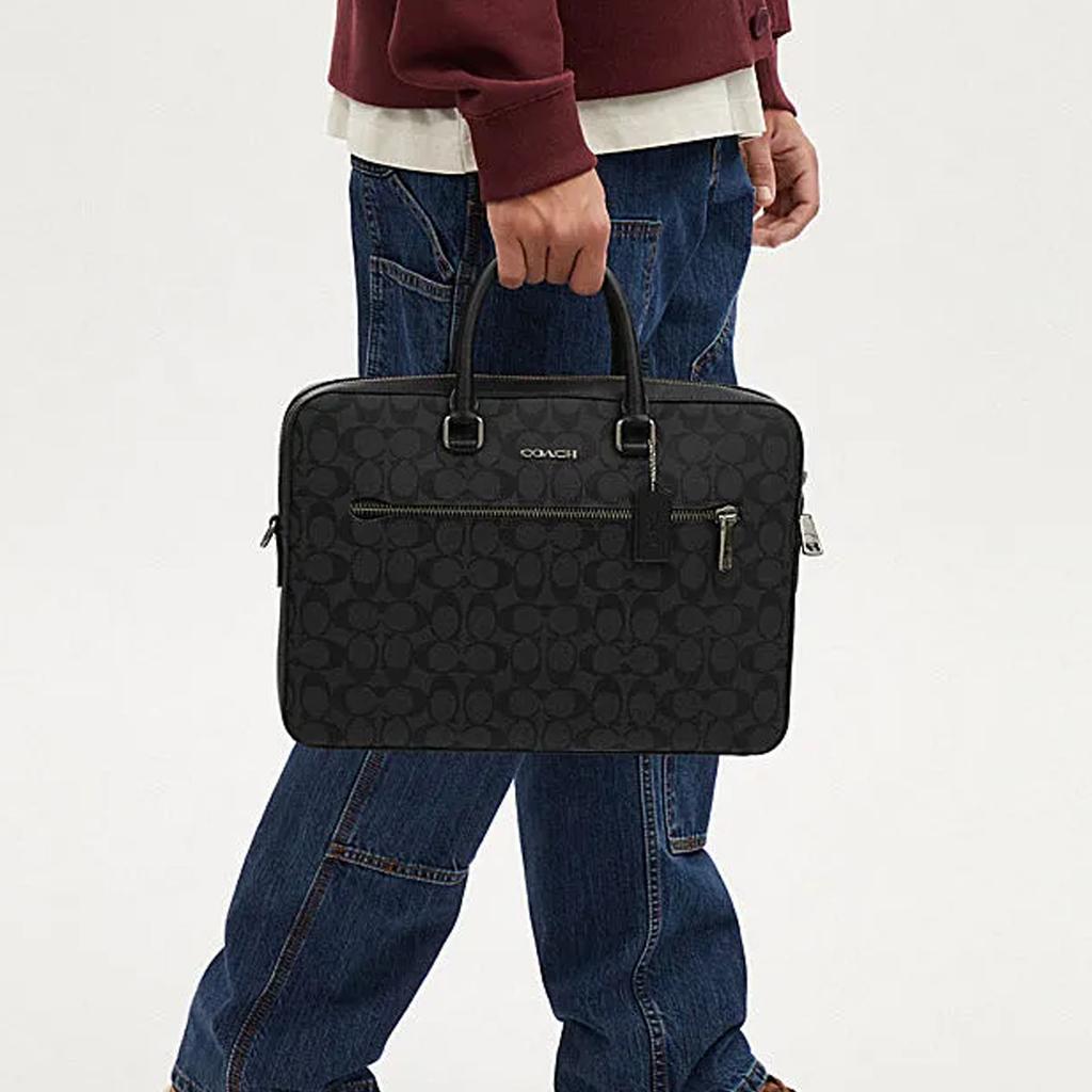 COACH ETHAN Artificial Leather Portable One Shoulder Crossbody Briefcase Large Men's Black CR270-QBLWO