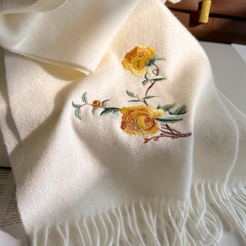 100% Wool Winter Scarf For Women Long Warm Cashmere Scarves Hijab Solid Lady Shawl Wrap Female Pashmina Bandana Head Scarfs New