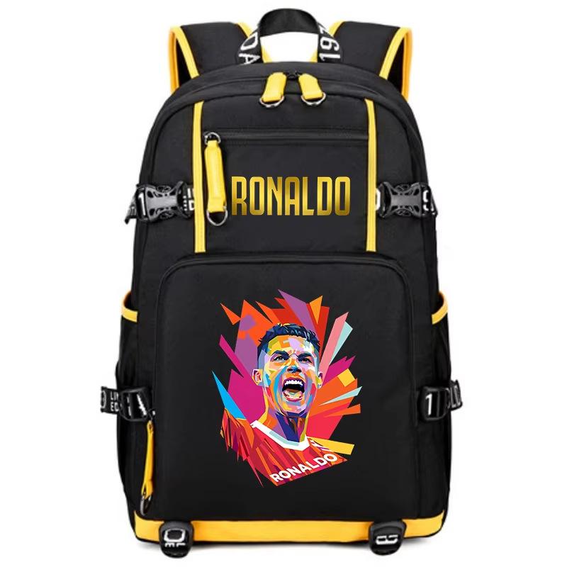 Football Star Peripheral Personality Print Youth Backpack Large Capacity Student Bag