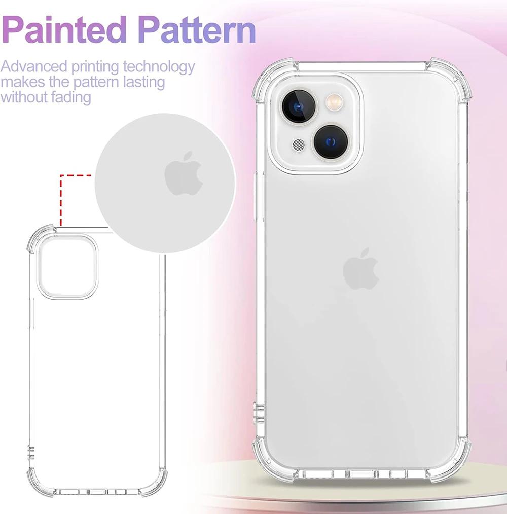 Ударопрочный чехол для iPhone 16 15 14 13 12 11 Pro Max Ультратонкий силиконовый мягкий прозрачный чехол для Apple 13 12 Mini 15 14 Plus Защитная крышка