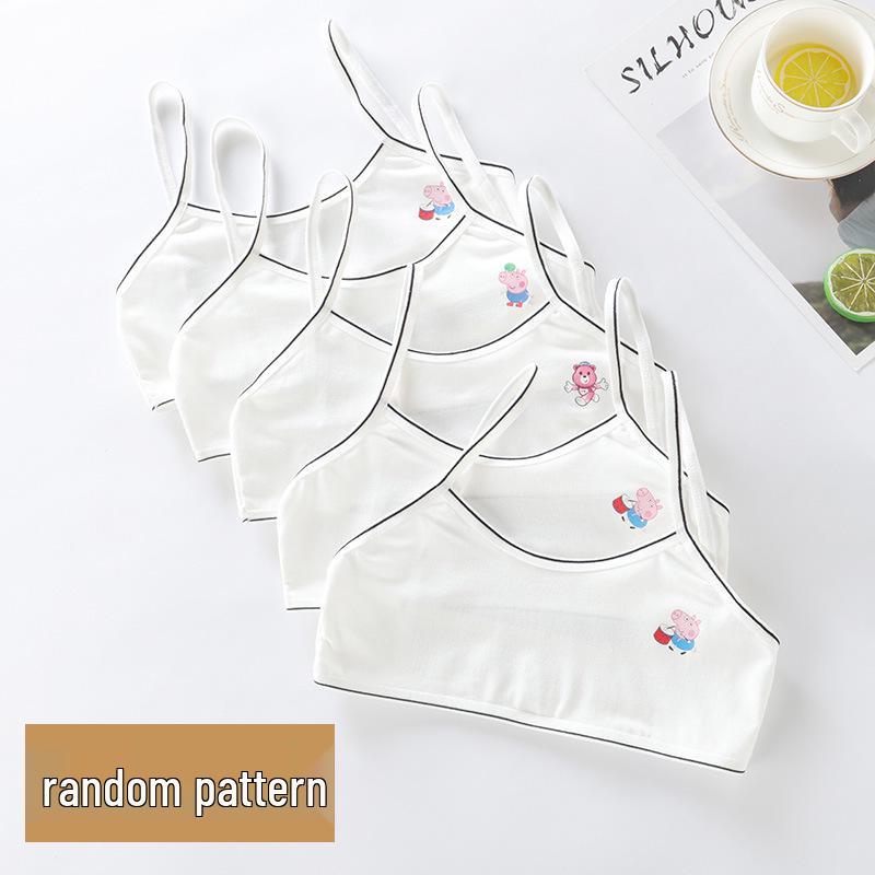 Девичья майка-бра из чистого хлопка - Защита от выпирания, Тонкая, Дизайн с сердечками