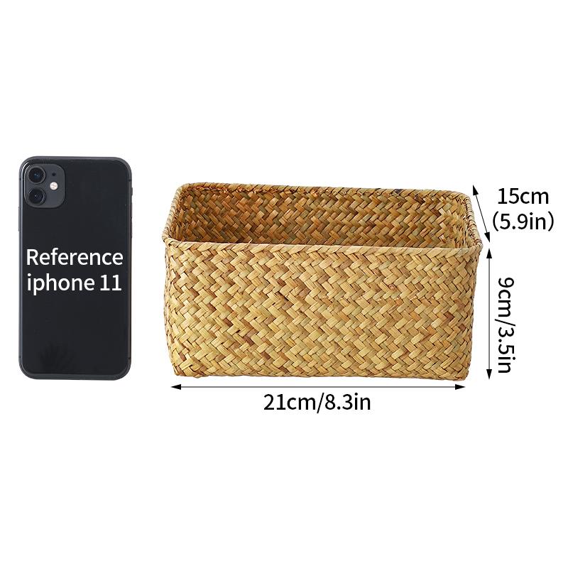 Woven Storage Baskets Organizers Kitchen Sundries Storage Baskets Cosmetics Snack Storage Box Desktop Organizer Container