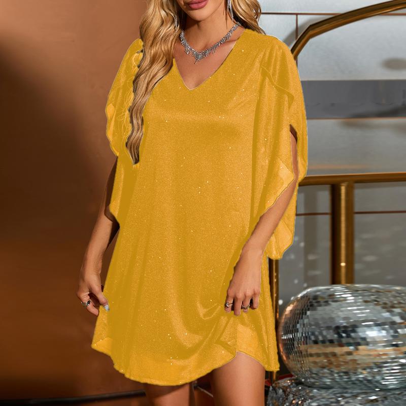 Женские платья 2025 летнее платье с коротким рукавом повседневное черное женское платье с V-образным вырезом J879