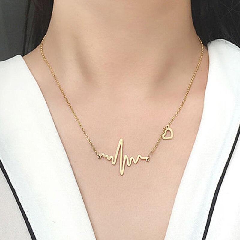 Модные ожерелья с цепочкой электрокардиограммы для женщин, ожерелья с подвеской в виде сердца, ювелирные изделия для женщин, подарок для возлюбленного