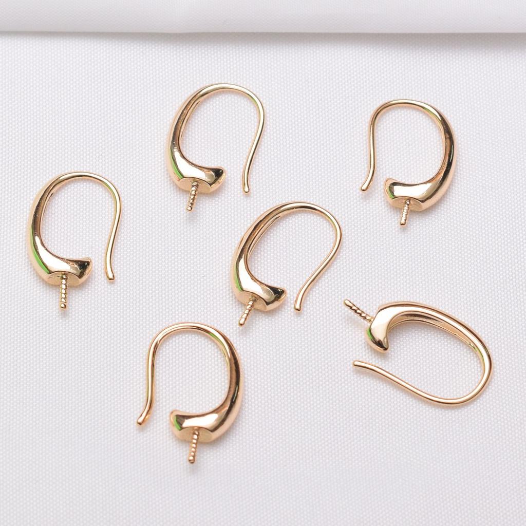 10pcs 18K Gold Half Hole Pearl Ear Hook Work In Progress Earrings Accessories DIY Handmade Glossy Earrings Jewelry