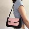 2025 Trendy Cambridge Bags for Women Designer New Pink and Black Color-Block Underarm Bag Single Shoulder Crossbody Small Square Bag