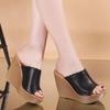 Fashion Women Wedged Slippers Summer New Open-toe Platform Sponge Sandals Fashion Wedge Platform Beach Female Peep High Heels Sandals