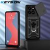 KEYSION Shockproof Armor Case for ZTE Blade A55 A35 Silicone+PC Slide Camera Protection Ring Stand Phone Cover for Blade A35 A55