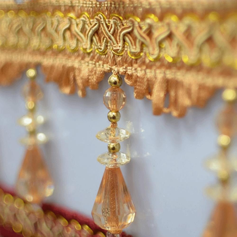 12M Woven Texture Tassel Lace Trim Crystal Hanging Beads Chain Tassel Ribbon Curtain Decor