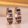 Luxury Red Garnet Square Zircon Hoop Earrings for Women Gold Color Round Circle Earrings Fashion Statement Jewelry Gift