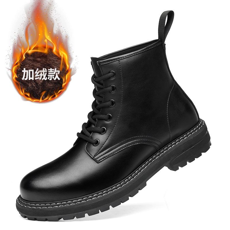Мужские ботинки Мартин из коровьей кожи 2025 новые зимние бархатные теплые хлопковые ботинки с высоким верхом мужские ботинки-локомотивы мужские 2025