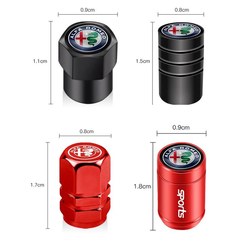 4Pcs Car Emblem Metal Bolt-in Wheel Tire Valve Caps Dust Cover For Alfa Romeo 156 159 4C 8C 166 Giulia Giulietta Mito Stelvio GTGF8