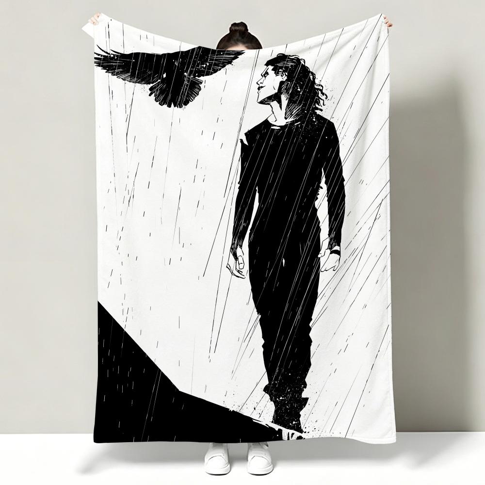 Movie TThe CCrow Throw Soft Warm Flannel Throw Blanket Multiuse for Sofa Bed Office Nap