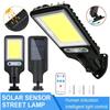 117 COB Сенсорный уличный фонарь 3 режима освещения Наружные водонепроницаемые охранные солнечные лампы для сада, патио, дорожки Свет с дистанционным управлением