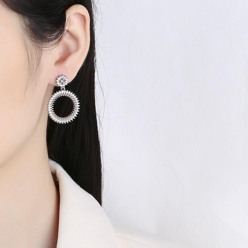 New Circular Earrings Full Of Diamond Temperament Fashionable Earrings Trendy Versatile Earrings Premium Durable