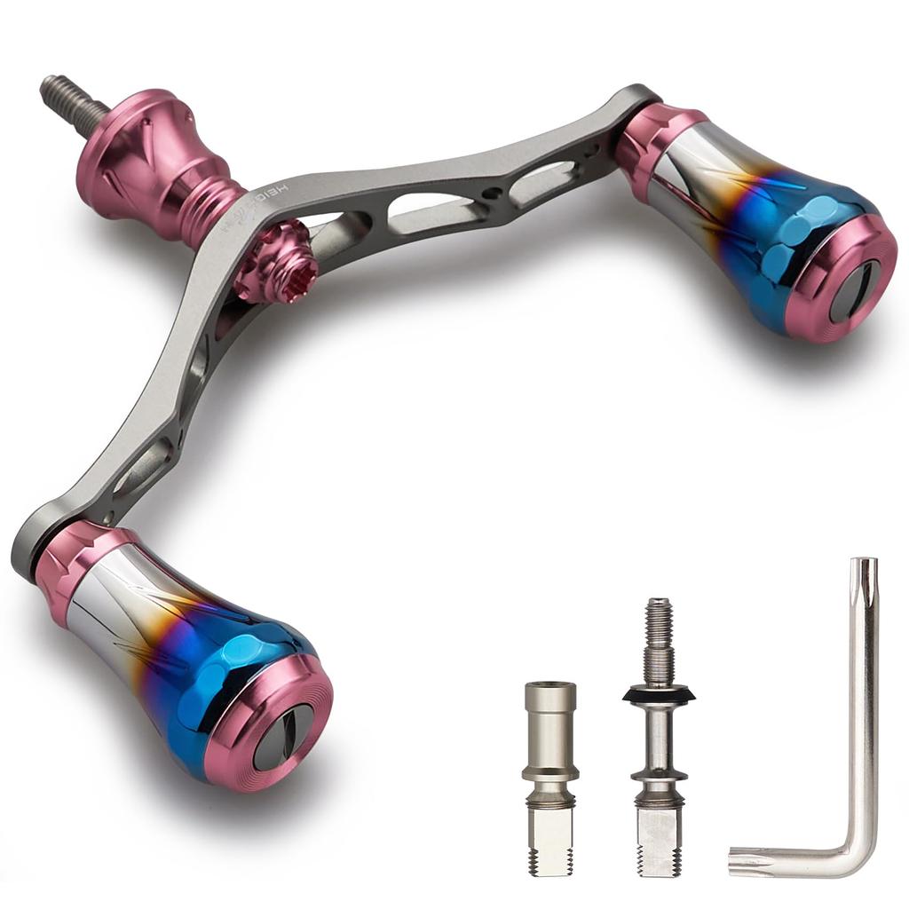 HEIGHTEN 95mm Reel Handle 8 Colors Shimano Daiwa Universal Spinning Reel 70 Aviation Aluminum Aurora Series Sakura Pink V2.0 (V2.0 - & Gunmetal)
