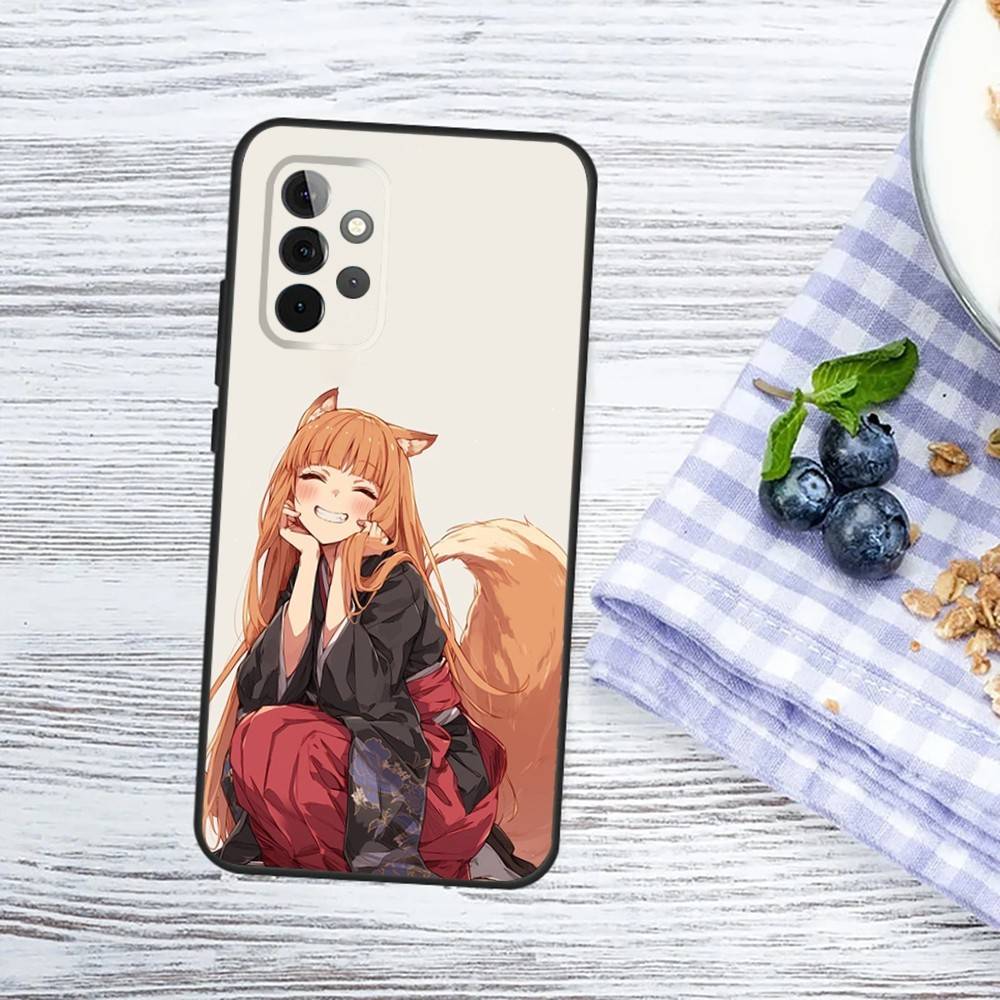 Anime S-Spice and Wolf Phone Case For Samsung Galaxy A73,31,32,72,41,53,52,71,22,5G,Note,J7,8,9 Soft Black Cover