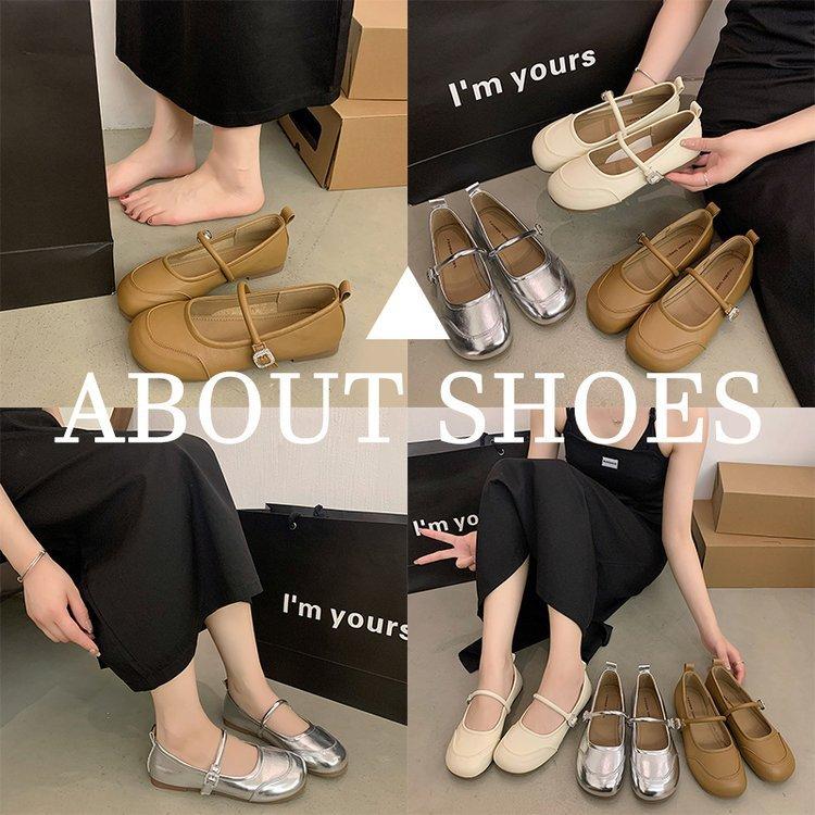 Мягкие кожаные туфли в стиле ретро с круглым носком и неглубоким горлом, женские весенние туфли 2024 года в корейском стиле, новые туфли Doudou на мягкой подошве, маленькие кожаные туфли для женщин