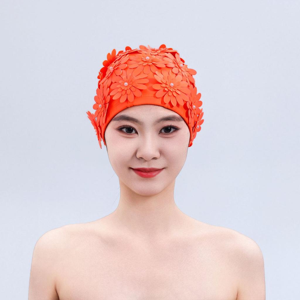 2026 ПУ Водонепроницаемая Шапочка для плавания Женская Двойная Утолщенная Ручной работы Трехмерная Однослойная Трехслойная Цветы Модная Женская Шапочка для плавания