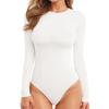 Long Sleeve Bodysuit for Women Casual Tummy Control Crew Neck Tops Fall Stretchy Basic Slim Fit Body Suit Tops