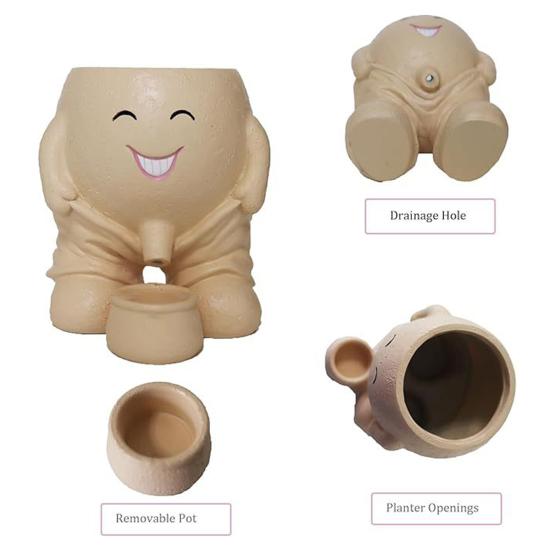 Горшок для цветов с изображением улыбающегося лица, непослушный мальчик, писающий, улыбающееся лицо, с дренажем