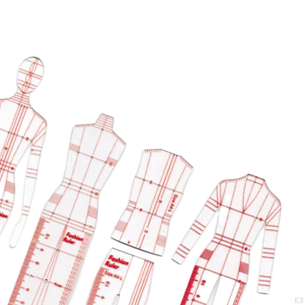 4 модели одежды, шаблон для рисования, линейка, школьные линейки для шитья, лоскутные линейки, отличные крутые линии