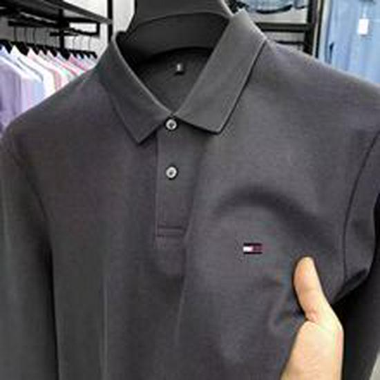 Оригинальный мужской джемпер Tommy из кашемира с длинным рукавом - Однотонный, с вышивкой, с воротником, большого размера, универсальный вязаный базовый слой.