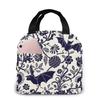 Halloween Bat Flower Lunch Bag Insulated Tote Cooler for Women Lunch Box Bags Reusable Cute Halloween Bat Flower with Container