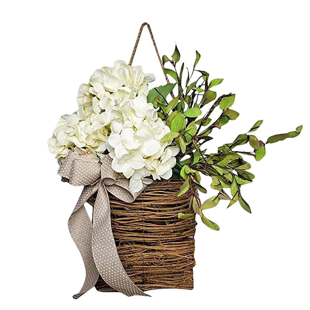 Spring Hydrangea Basket Garland Simulation Rattan Basket Door Basket Door Hanging Decorative Garland