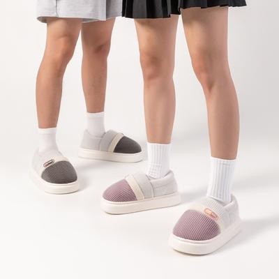 Хлопковые тапочки на толстой подошве женские сумки и осенне-зимняя верхняя одежда новые комнатные домашние нескользящие и теплые плюшевые хлопковые туфли мужские